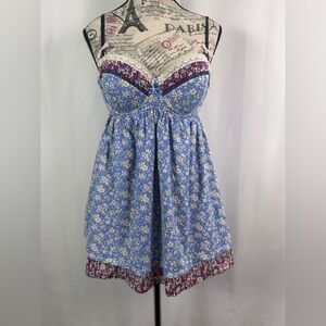 Liberty of London for Target Blue&Pink Floral Babydoll Top Lace detail size XL